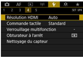 CANON R6 - Sélectionnez [ψ: Résolution HDMI]. - 1
