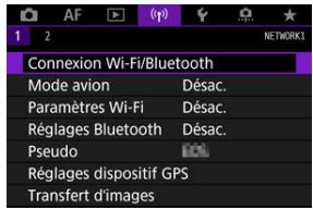 CANON R6 - Sélectionnéz [('f)]: Connexion Wi-Fi/Bluetooth]. - 1