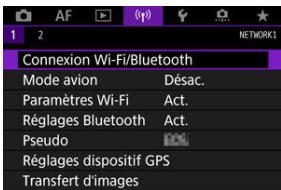 CANON R6 - Sélectionnez [('p): Connexion Wi-Fi/Bluetooth]. - 1