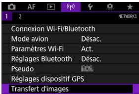CANON R6 - Sélectionnéz [(†): Transfert d'images]. - 1
