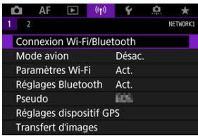 CANON R6 - Sélectionnez [('p): Connexion Wi-Fi/Bluetooth]. - 1