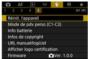 CANON R6 - Sélectionnéz [F: Réinit. l'appareil]. - 1