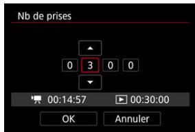 CANON R6 - Réglez [Nb de prises]. - 1