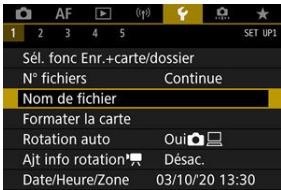 CANON R6 - Enregistrement/Modification des noms de fichier - 1