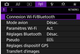CANON R6 - Sélectionnez [('f'): Connexion Wi-Fi/Bluetooth]. - 1