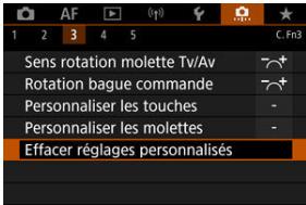 CANON R6 - Sélectionnez [E: Effacer régles personalisés]. - 1