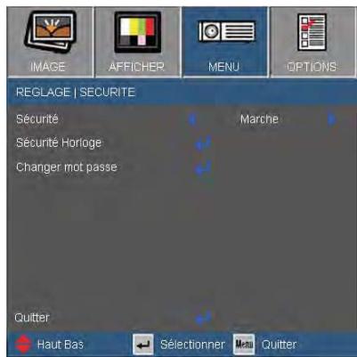 OPTOMAR EX762 - MENU | Sécurité - 1
