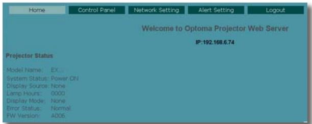 OPTOMAR EX762 - Comment utiliser un navigateur web pour contrôleur la projectioneur - 3