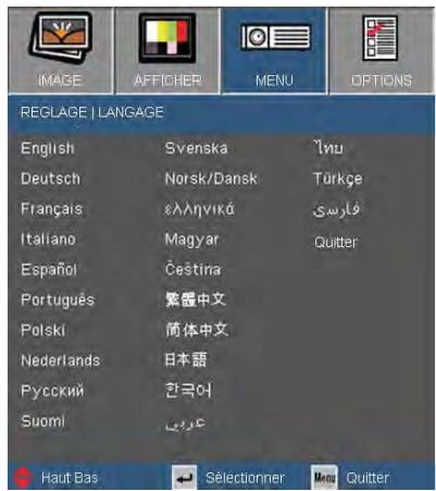 OPTOMAR EX762 - REGLAGE | Langue - 1