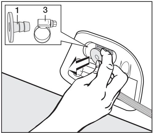 MIELE T 4464 C BLANCC - Raccordement du tuyau d'évacuation au siphon du lavabo - 1