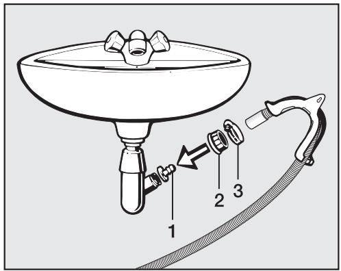 MIELE T 4464 C BLANCC - Raccordement du tuyau d'évacuation au siphon du lavabo - 2