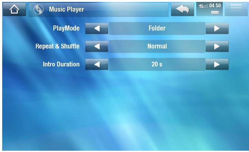 ARCHOS 5 WIFI 160 GO - PARAMÈTRES DU LECTEUR AUDIO - 1