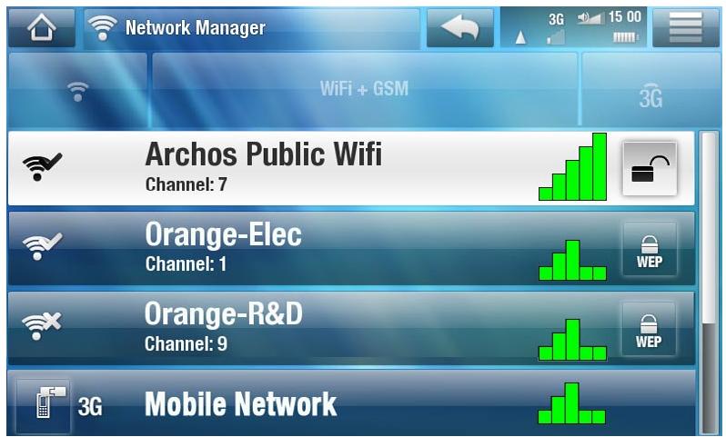 ARCHOS 5 WIFI 160 GO - LISTE DES RÉSEAUX DISPONIBLES - 1