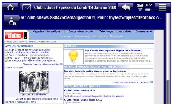 ARCHOS 5 WIFI 160 GO - LECTURE DE VOS E-MAILS - 3
