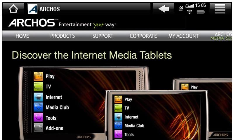 ARCHOS 5 WIFI 160 GO - UTILISER LE NAVIGATEUR INTERNET - 1