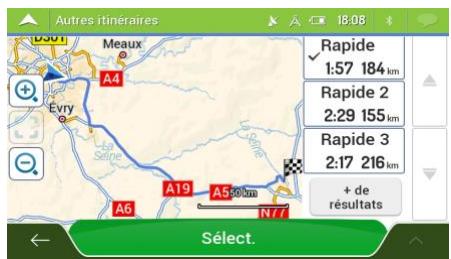 MAPPY ULTi S556 - Sélectionner un autre itinéraire lors de la planification de l'itinéraire - 2