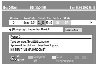 PANASONIC DMR-XW350 - Appuyez sur [ , , , ] pour selectionner le futuror programme et appuyez sur [OK]. - 2