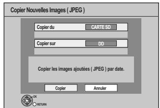 PANASONIC DMR-XW350 - Appuyez sur [, ] pour sélectionner "Copier Images (JPEG)" puis appuyez sur [OK]. - 1