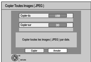PANASONIC DMR-XW350 - Appuyez sur [, ] pour sélectionner "Copier Images (JPEG)" puis appuyez sur [OK]. - 1