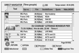 PANASONIC DMR-XW350 - Appuyez sur [DIRECT NAVIGATOR]. - 1