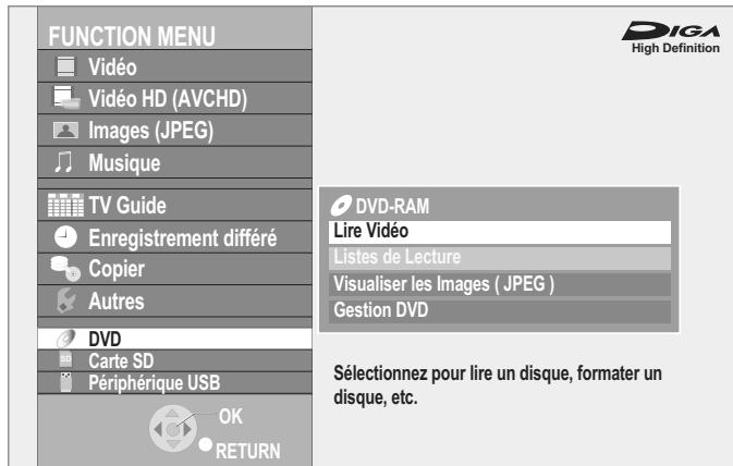 PANASONIC DMR-XW350 - Appuyez sur [FUNCTION MENU]. - 1