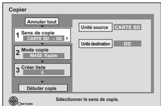 PANASONIC DMR-XW350 - Appuyez sur [, ] pour sélectionner "Copier" puis appuyez sur [OK]. - 1