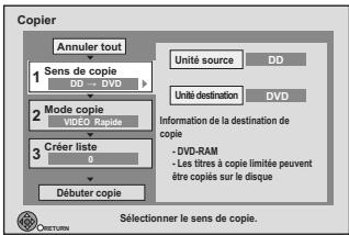 PANASONIC DMR-XW350 - Sélectionnez le sens de la copie. - 1