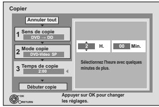 PANASONIC DMR-XW350 - Effectuez le réglage "Temps de copie". - 1