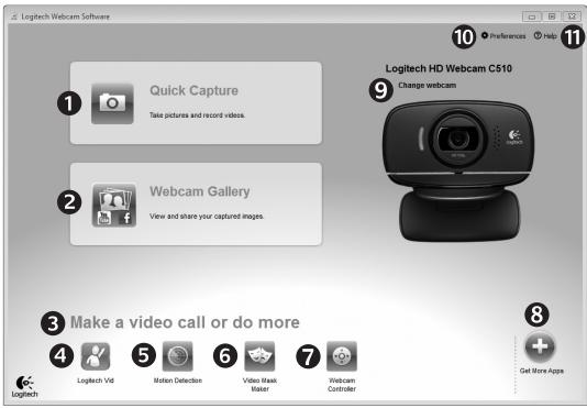 LOGITECH WEBCAM C510 - Navigation au sein du logiciel de laamera Web Logitech - 1