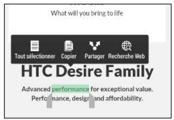 HTC Desire 620 Marbre - Sélectionner, copier et coller du texte - 1