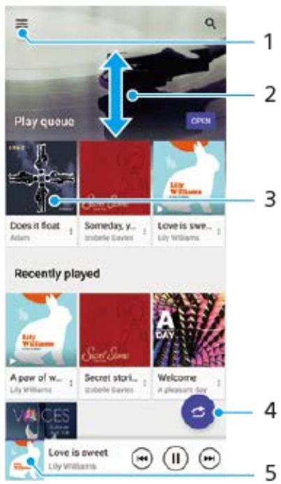 SONY GSM - Écran d'accueil de l'application Musique - 1