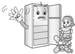 LG-GOLDSTAR GR-6528YLSA - Etant donne que lors de l'ouverture ou la fermeture de la porte du réfrigérateur vous pouvez blesser quelqu'un qui soit autour, - 1