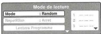 Mode de lecture Mode : Random Repetition : Arret Lecture Programme 1 — — — 2 — — — 3 — — —