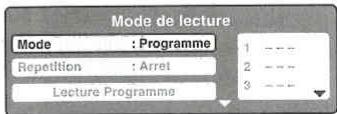 TOSHIBA SD39 - Appuyez sur ▲/▼ pour sélectionner "Mode", puis appuyez sur ENTER à plusieurs reprises pour sélectionner "Programme". - 2