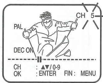 PAL DEC ON CH : ▲/0-9 OK : ENTER FIN : MENU