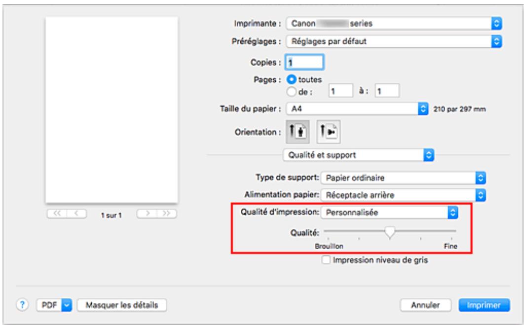 CANON TS5050 - Définition du niveau de Qualité d'impression (Personnalisée) - 1