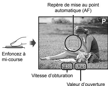 OLYMPUS TOUGH 3000 - Enoncez le déclencheur à mi-course pour faire la mise au point sur le sujeit. - 1
