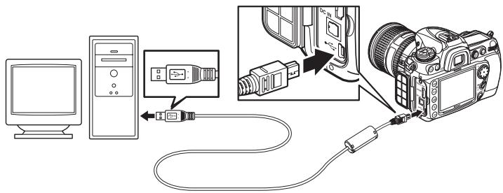 NIKON D300+18/200+MBD10 - Branchez le cable USB. - 1