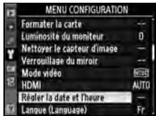 NIKON D300+18/200+MBD10 - Sélectionnez [Régler la date et l'heure] - 2