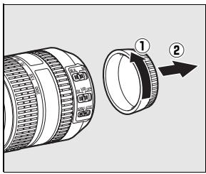 NIKON D300+18/200+MBD10 - Retirez le bouchon arrêté de l'objet ainsi que le bouchon de boîtier de l'appareil photo. - 1