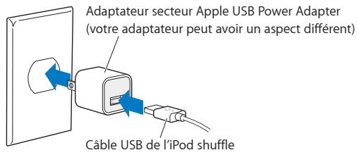 APPLE iPDSHUFFLE 2G WH/SLV - Pour recharger la batterie via votre ordinateur : - 1