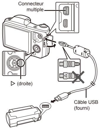 OLYMPUS STYLUS SZ-17 - Allumez l'imprimante puis connectez-la à l'appareil photo. - 1