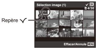 OLYMPUS STYLUS SZ-17 - Pour sélectionner et effacer les photos une par une [Sélection image] - 1