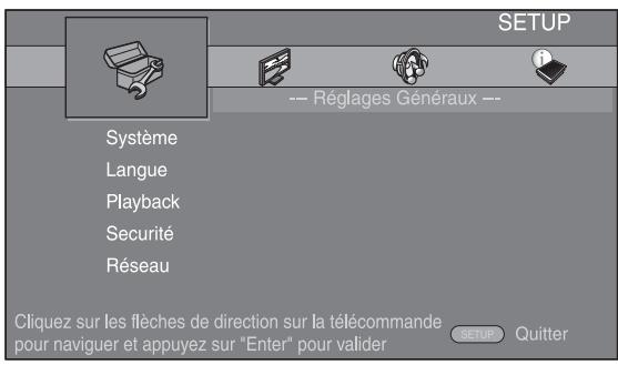 YAMAHA BD-A1010 - Affichez l'écran du menu SETUP. - 1