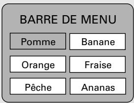 BARRE DE MENU Pomme Banane Orange Fraise Pêche Ananas