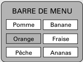 BARRE DE MENU Pomme Banane Orange Fraise Pêche Ananas