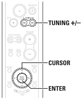 STILL/FAUSE TUNING +/- RAND VOLUME SLOW/SEARCH + - STUDIO MUTE DISH CHEMA RETURN METHO/ GUESE PUSH ENTER MUTE HELP CURSOR ENTER