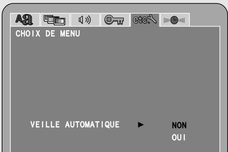 CHOIX DE MENU VEILLE AUTOMATIQUE ▶ NON OUI