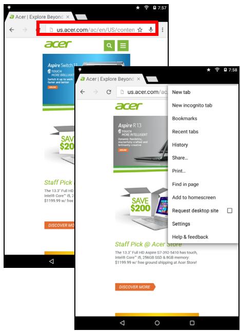 ACER B1-830-K5F0 - Utiliser le navigateur - 1
