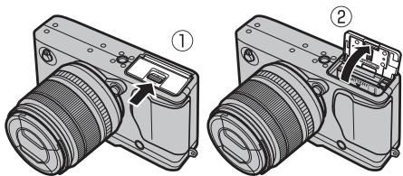 FUJIFILM MXE-2NOiR - Ouvrez le couvercle du compartment de la batterie. - 1